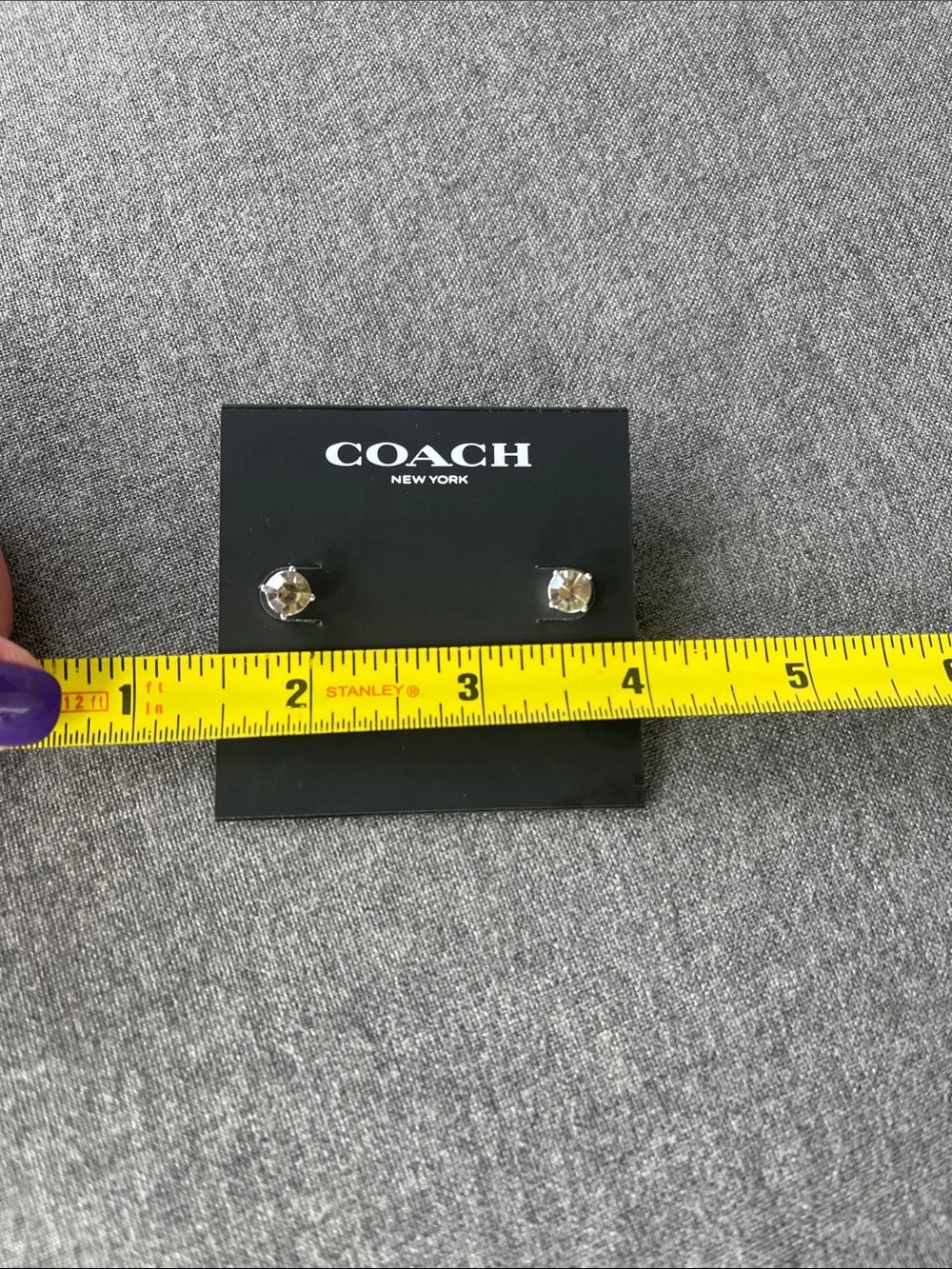 Coach Clear Crystal Stud Earrings NWT - Picture 4 of 4